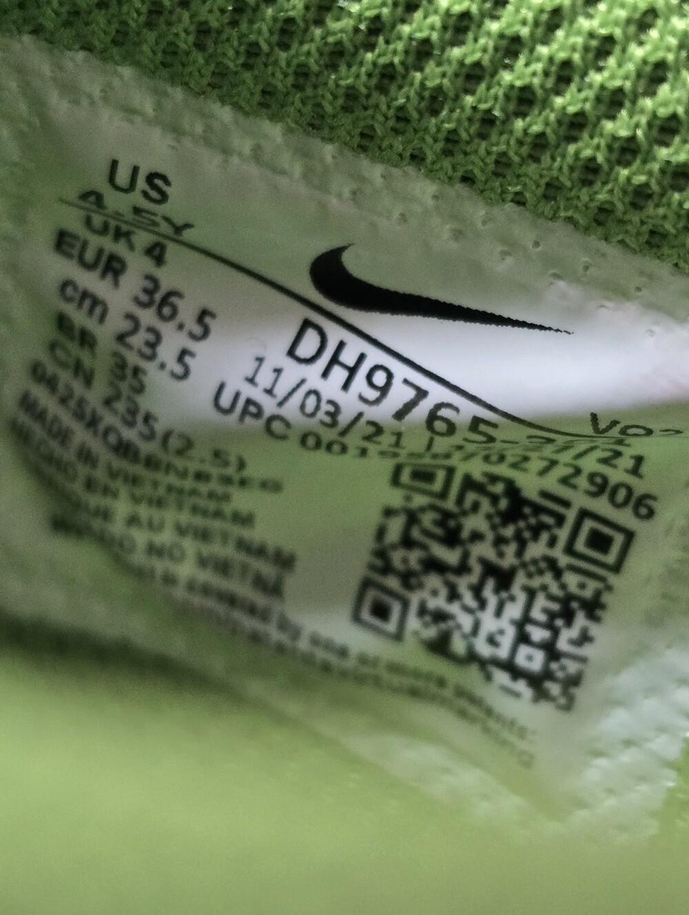 Nike Dunk Low Chlorophyll White Green DH9765-301 GS Size 4.5Y=Women's 6 Used - Picture 8 of 8